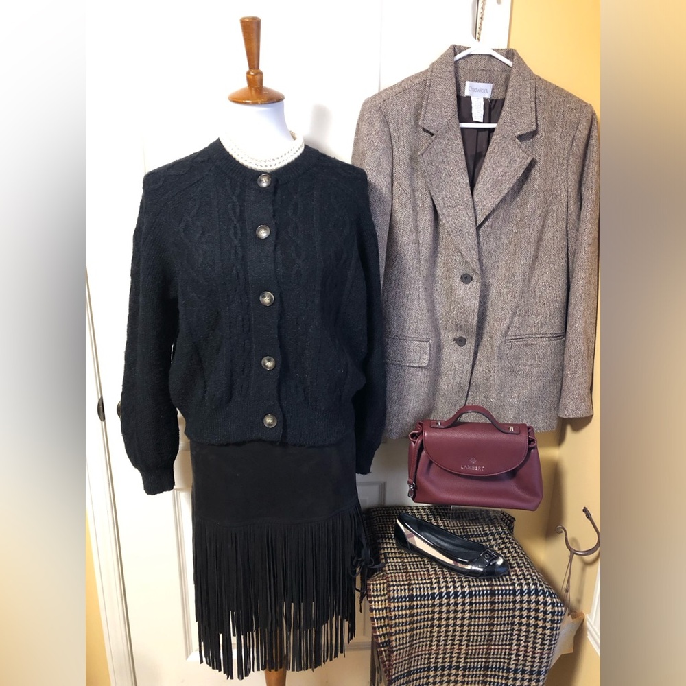 Chaps Black Cable-Knit Button Cardigan/sweater